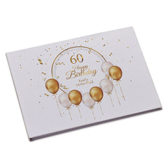 Personalised Large A4 60th Birthday Linen Guest Book Hard Cover 80 Pages