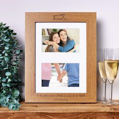 Personalised Friendship Friends Wooden Double Photo Frame Gift Landscape