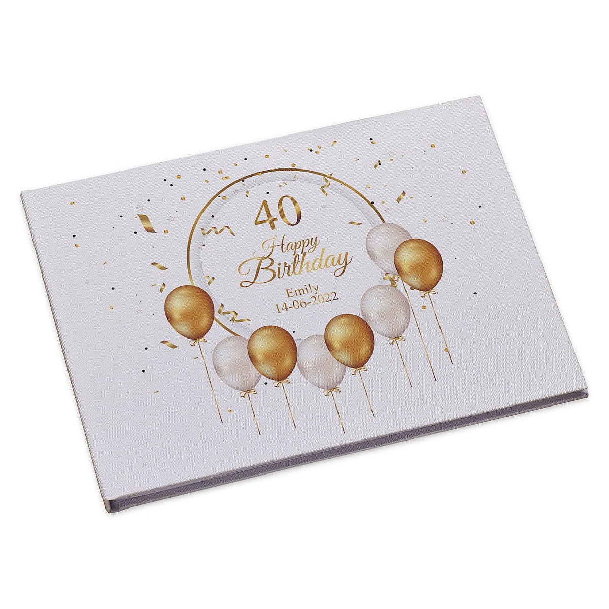 Personalised Large A4 40th Birthday Linen Guest Book Hard Cover 80 Pages