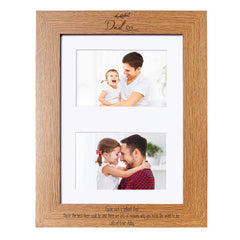 Personalised Dad Double Photo Picture Frame With Leaf Landscape