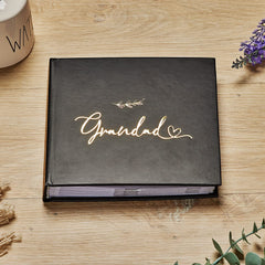 Grandad Black Photo Album With Leaf Design For 50 x 6 by 4 Photos Gold Print