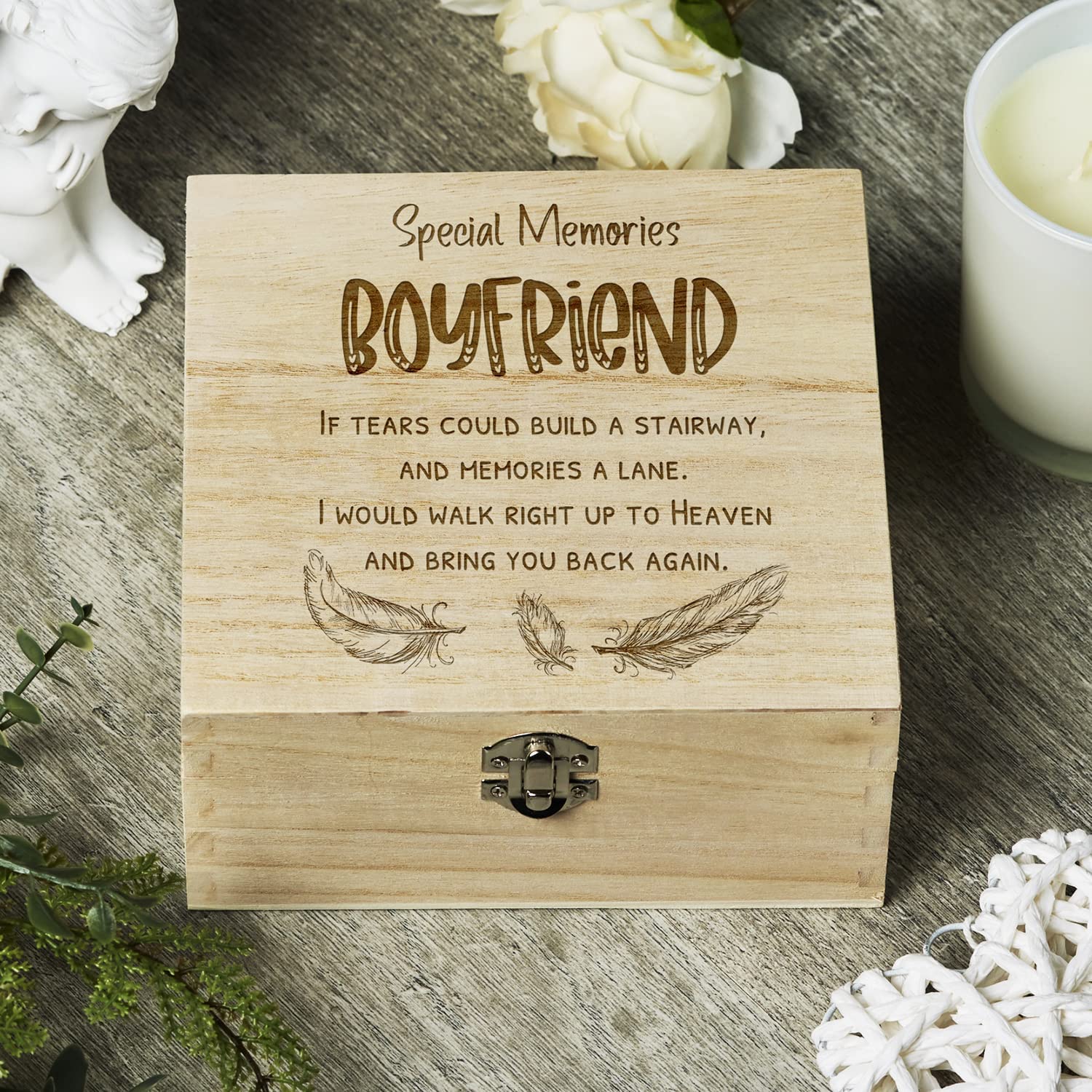 ukgiftstoreonline Boyfriend In Loving Memory Engraved Wooden Keepsake