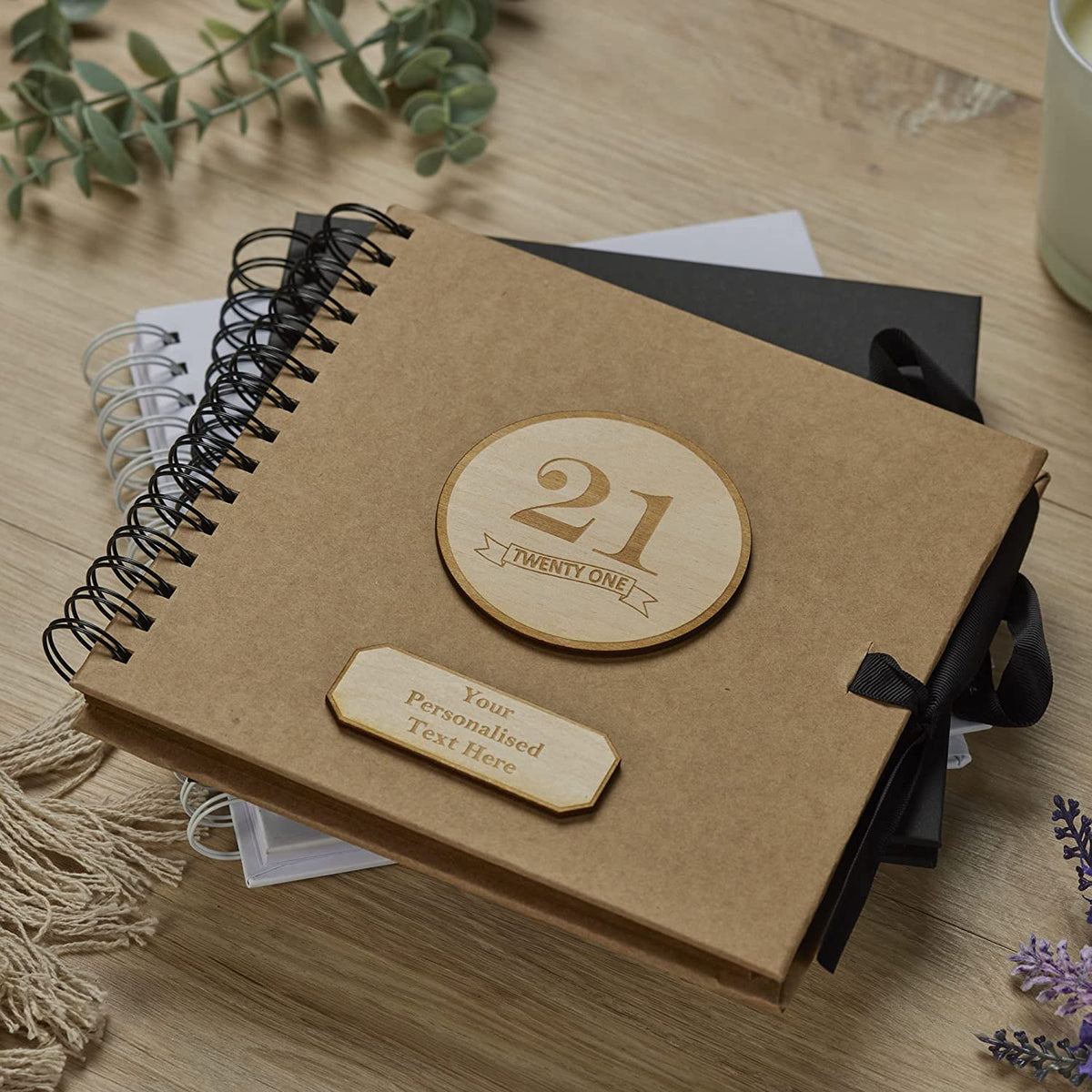Personalised 21st Birthday Scrapbook Photo album Wooden Engraving Choice Of Colours