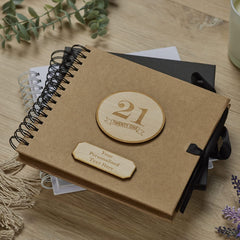 Personalised 21st Birthday Scrapbook Photo album Wooden Engraving Choice Of Colours