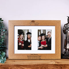 Personalised Graduation Wooden Double Photo Frame Engraved