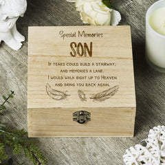 ukgiftstoreonline Son In Loving Memory Engraved Wooden Keepsake Box Gift