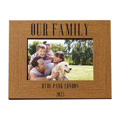 Personalised Wooden Photo Frame Bold Text Laser Engraved Any Name Any Text Portrait or Landscape