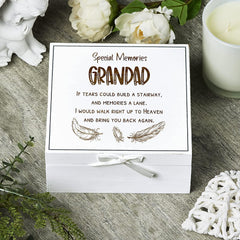 ukgiftstoreonline Grandad Remembrance Memory White Keepsake Box With Feather Design