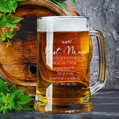 ukgiftstoreonline Personalised Best Man Pint Glass Beer Tankard Gift in Silk Lined Box