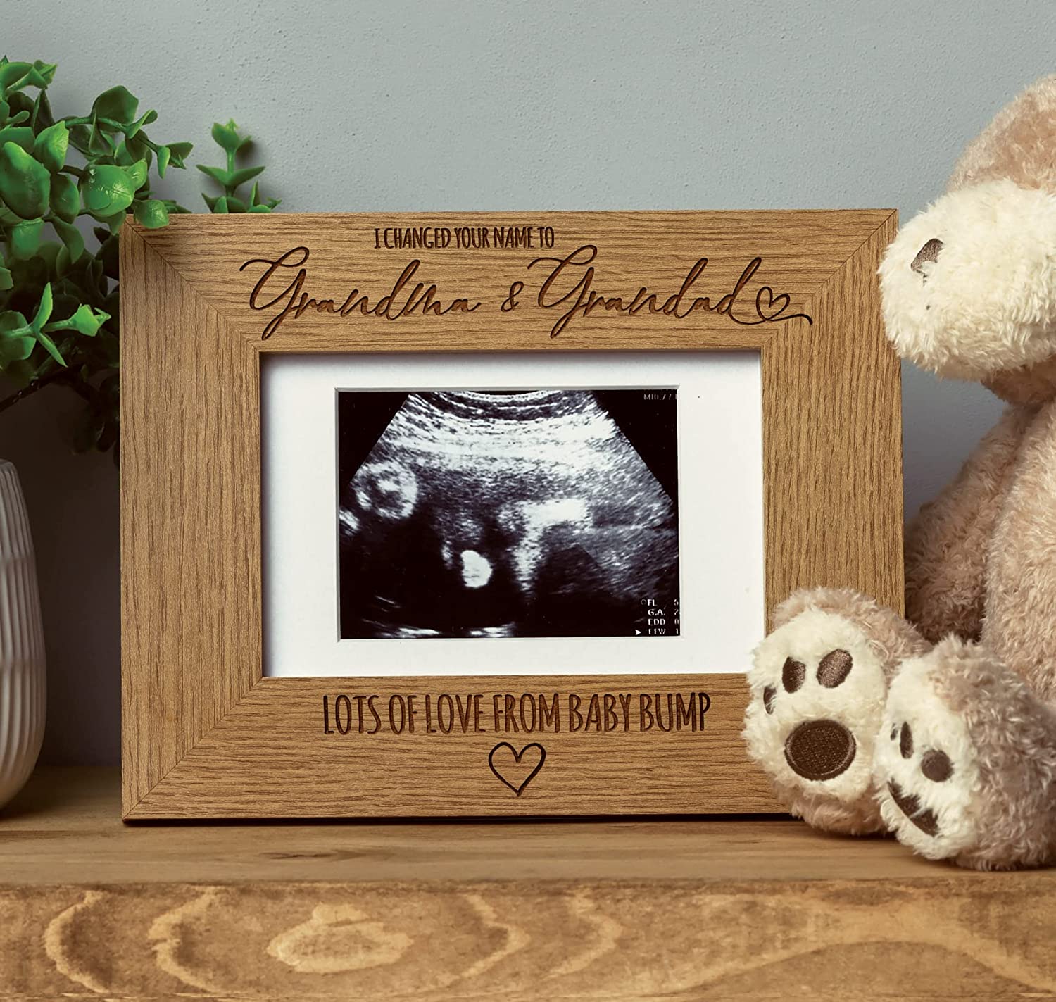 I Changed Your Name To Grandma and Grandad Baby Scan Announcement Photo Frame - ukgiftstoreonline