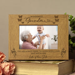 Personalised Wonderful Grandma Engraved Wooden Photo Frame Gift