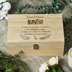 Auntie Remembrance Large Wooden Memory Keepsake Box Gift