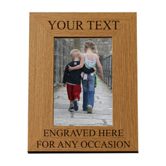 Personalised Wooden Photo Frame Laser Engraved Any Date Any Name Any Text 4 x 6 Inch Portrait or Landscape
