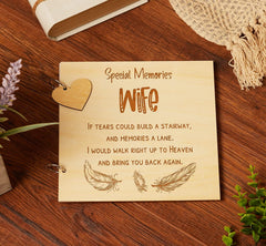 Wife Remembrance In Loving Memory Wooden Guest Book, Scrapbook or Photo Album
