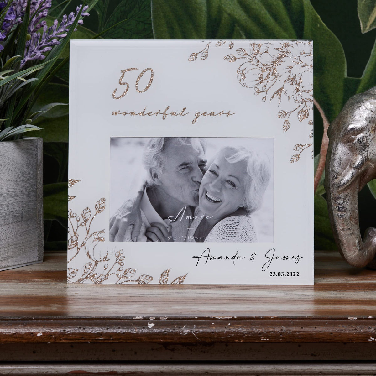 Beautiful 50th Wedding Anniversary Personalised Photo Frame