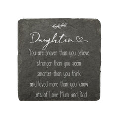Personalised Daughter Sentiment Gift Slate Stone Drink Coaster