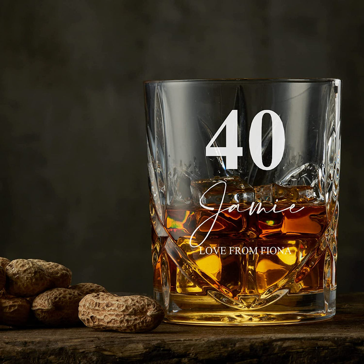 Engraved Personalised 40th Birthday Crystal Cut Whiskey Glass