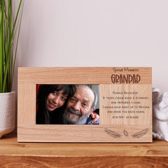 Personalised Grandad Remembrance Memorial Photo Frame Solid Oak