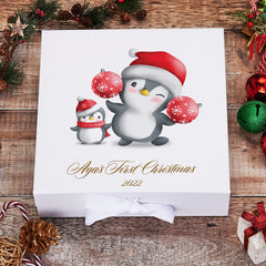 Personalised Christmas Eve Box With a Penguin Design