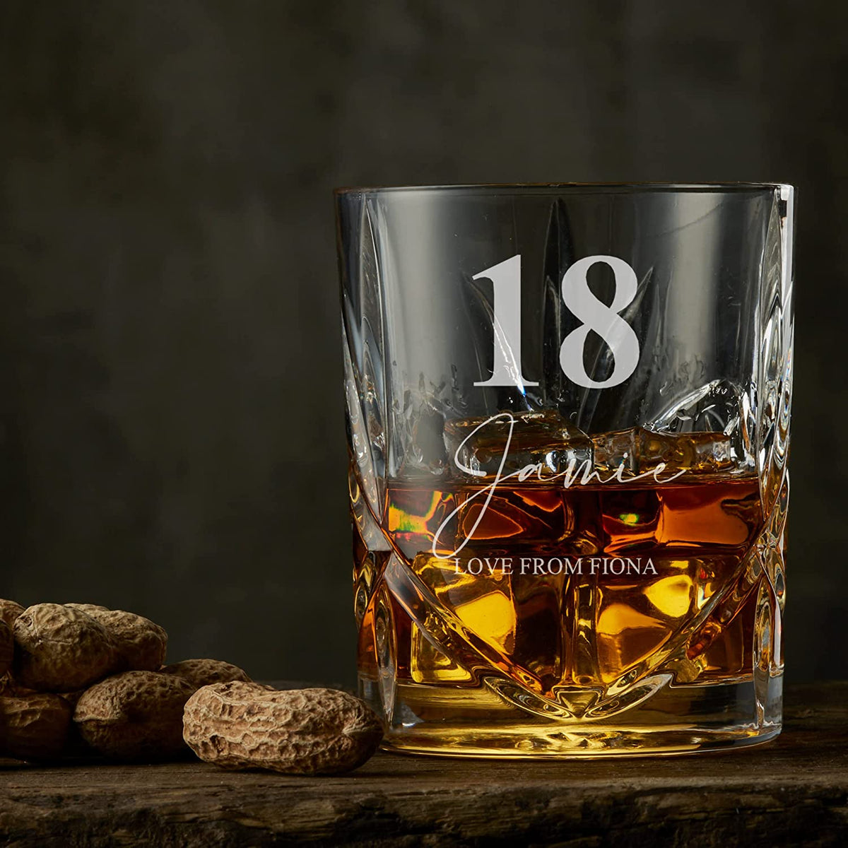 Engraved Personalised 18th Birthday Crystal Cut Whiskey Glass