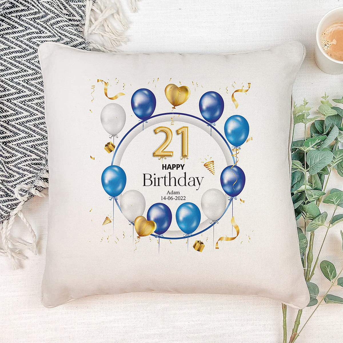 ukgiftstoreonline Personalised 21st Birthday Gift Cushion Present Design