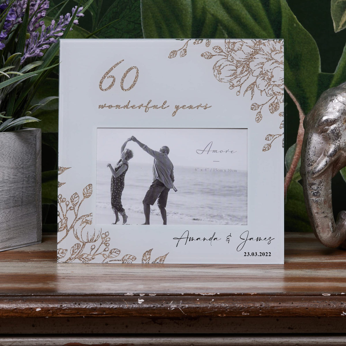 Beautiful 60th Wedding Anniversary Personalised Photo Frame