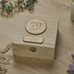 Personalised 70th Birthday Wooden Keepsake Box Gift