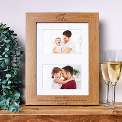 Personalised Dad Double Photo Picture Frame With Leaf Landscape