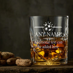 Engraved Sports Award Football Theme Crystal Cut Whiskey Glass Gift