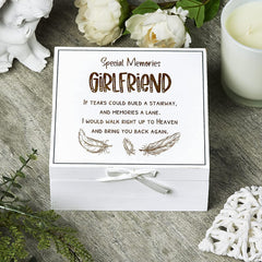 ukgiftstoreonline Girlfriend Remembrance Memory White Keepsake Box With Feather Design