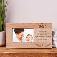 Personalised Uncle Remembrance Memorial Photo Frame Solid Oak
