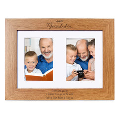 Personalised Grandad Wooden Double Photo Frame Gift Portrait