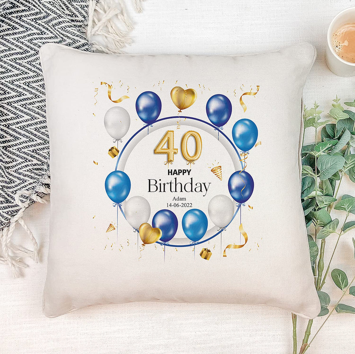 ukgiftstoreonline Personalised 40th Birthday Gift Cushion Present Design