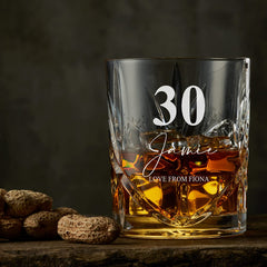 Engraved Personalised 30th Birthday Crystal Cut Whiskey Glass