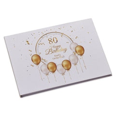 Personalised Large A4 80th Birthday Linen Guest Book Hard Cover 80 Pages