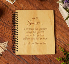 Personalised Son Sentiment Wooden Photo Album Engraved Gift
