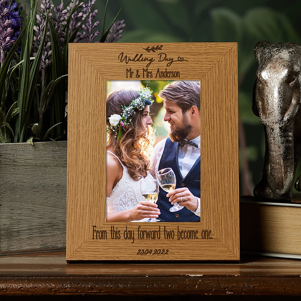 Personalised Wedding Day Photo Picture Frame Portrait With Sentiment