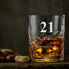 Engraved Personalised 21st Birthday Crystal Cut Whiskey Glass