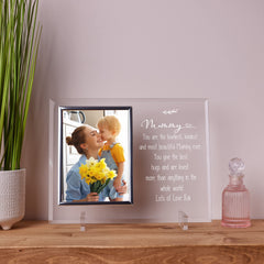 Personalised Mummy Engraved Glass Photo Frame In Lined Gift Box