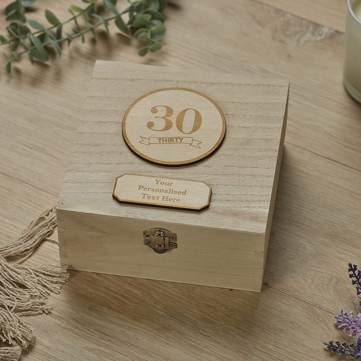 Personalised 30th Birthday Wooden Keepsake Box Gift