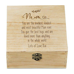 Personalised Mum Sentiment Wooden Keepsake Box Gift Engraved