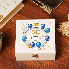 ukgiftstoreonline 30th Birthday Gift Personalised Wooden Keepsake Memory Box Balloons