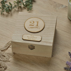 Personalised 21st Birthday Wooden Keepsake Box Gift