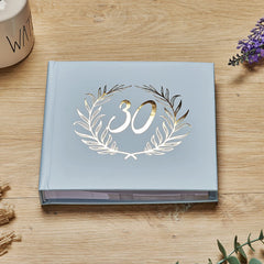 30th Birthday Blue Photo Album Gold Laurel Wreath