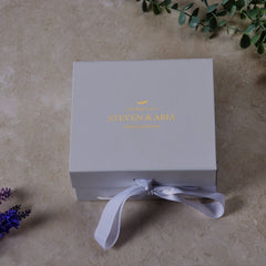 ukgiftstoreonline Personalised Wedding Memories White Gift Box With Gold Leaf