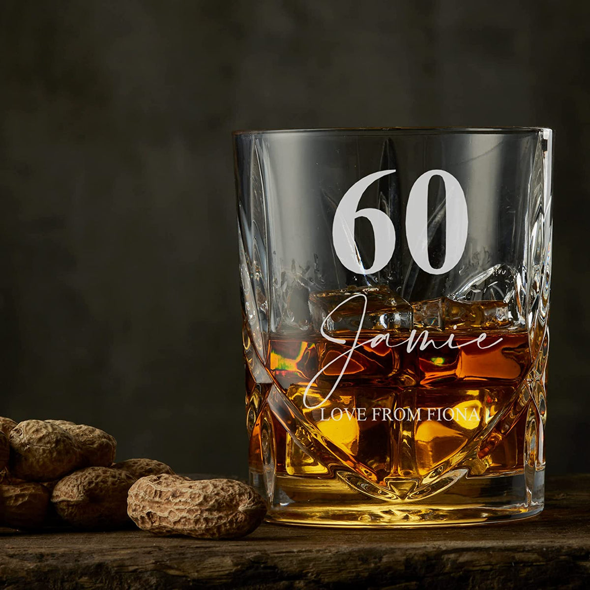 Engraved Personalised 60th Birthday Crystal Cut Whiskey Glass