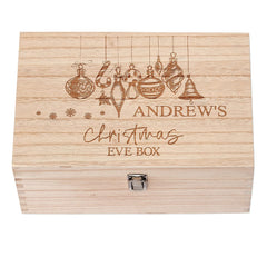 Personalised Large Wooden Christmas Eve Box With Bauble Design