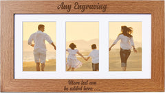 Personalised Wooden Triple Photo 6 x 4 Frame Engraved Any Message Cursive