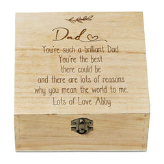 Personalised Dad Sentiment Wooden Keepsake Box Gift Engraved