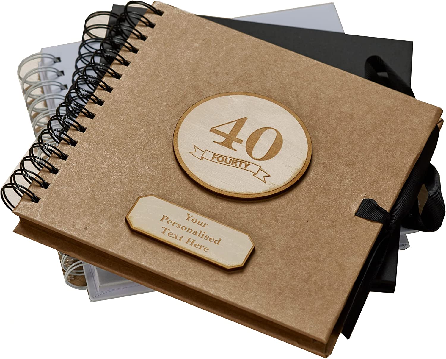 Personalised 40th Birthday Scrapbook Photo album Wooden Engraving Choice Of Colours